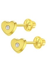 wonderful 5mm clear cubic zirconia heart screw back baby earrings